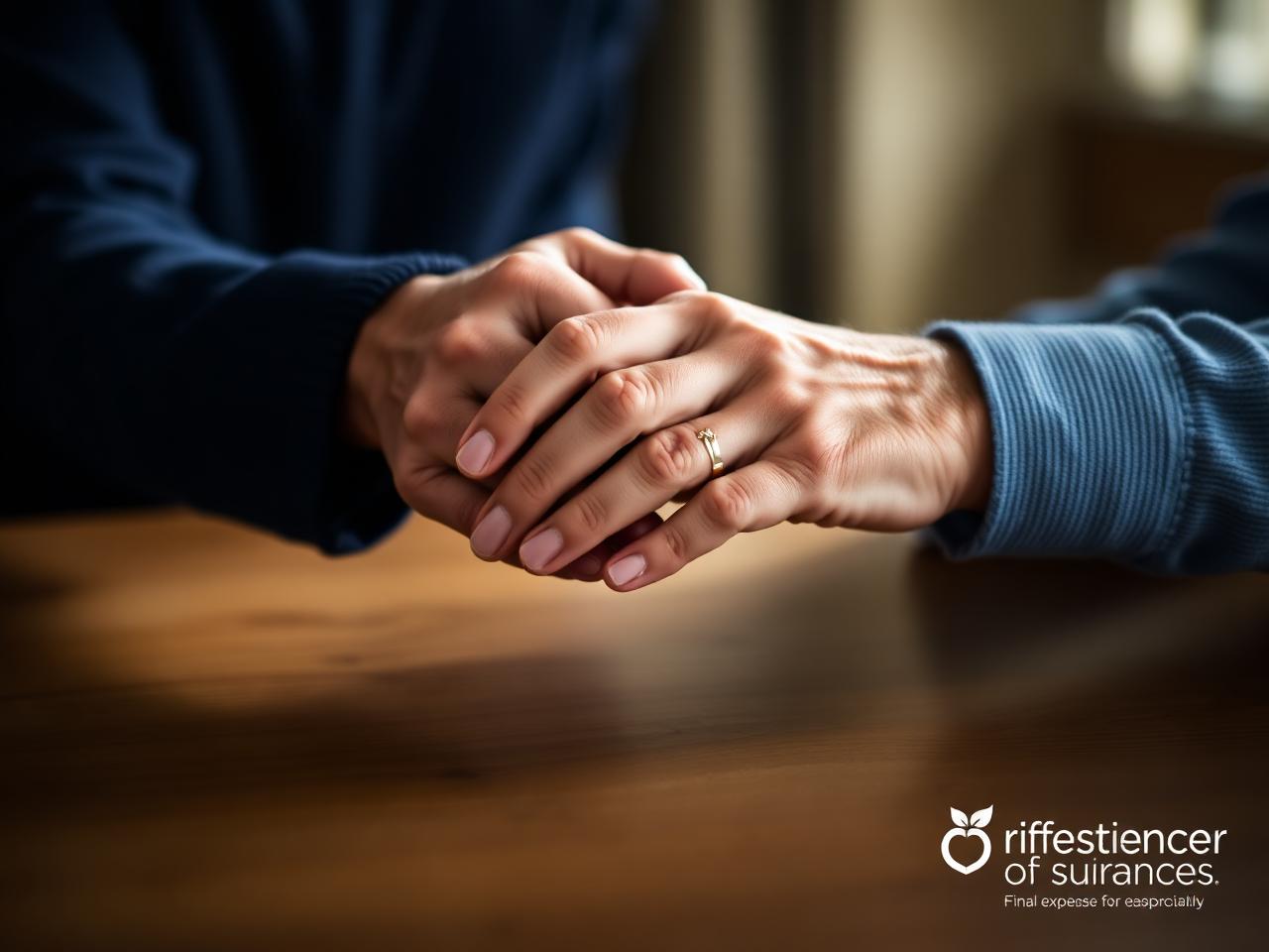 Two elderly hands gently held together
