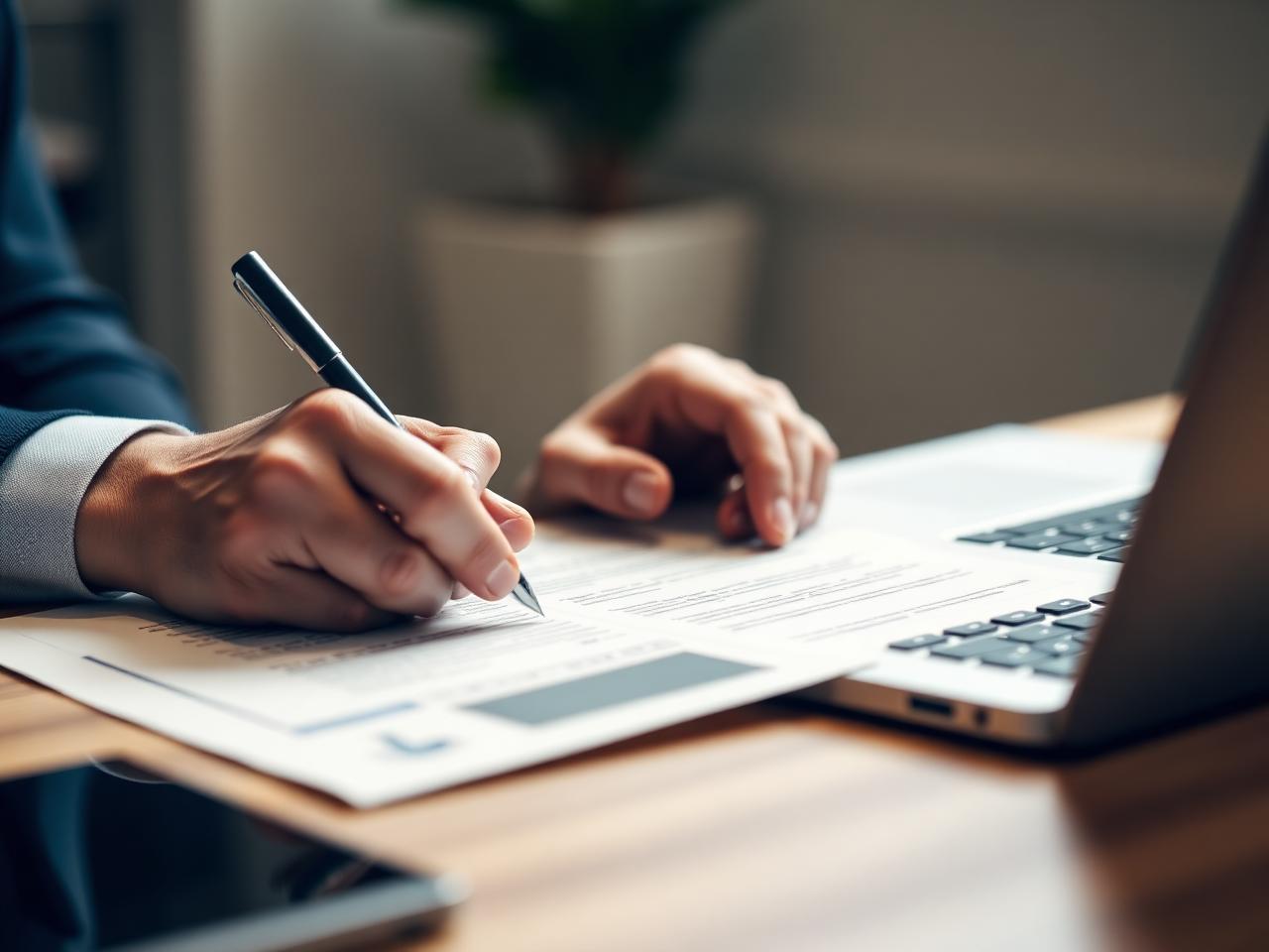 Hands signing a loan document