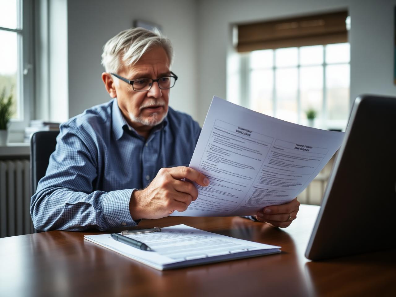 Person reviewing disability benefits paperwork at a desk